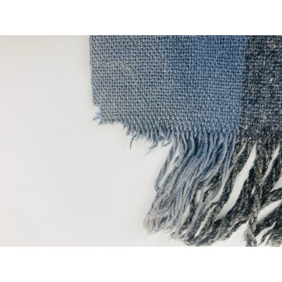 Faribault Woolen Mill Blanket Throw Plaid Fringed Blue Orange Cream FLAWS USA Wo - Picture 9 of 11